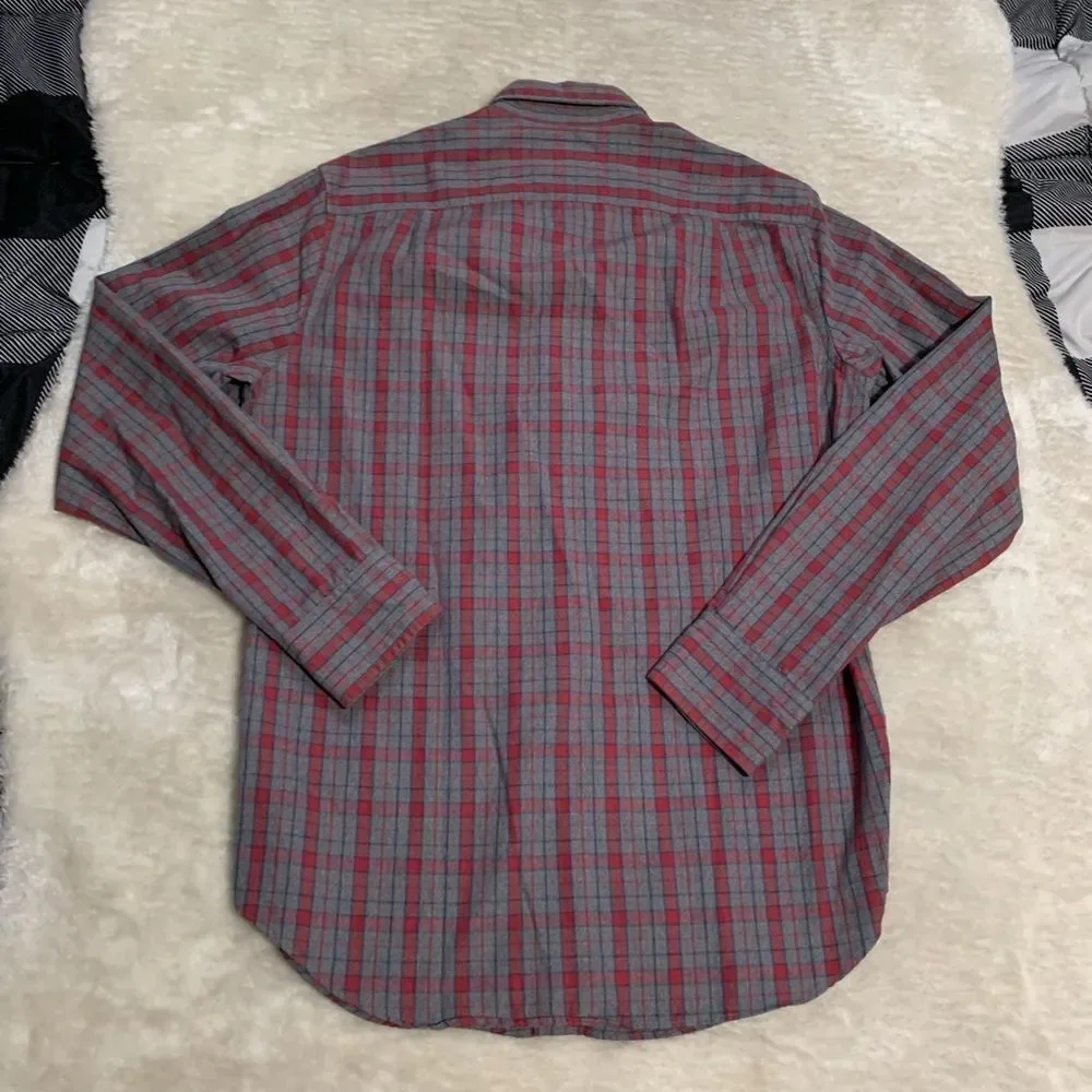 J Crew Mens Button‎ Down Gray Red Dress Shirt Size Small Casual